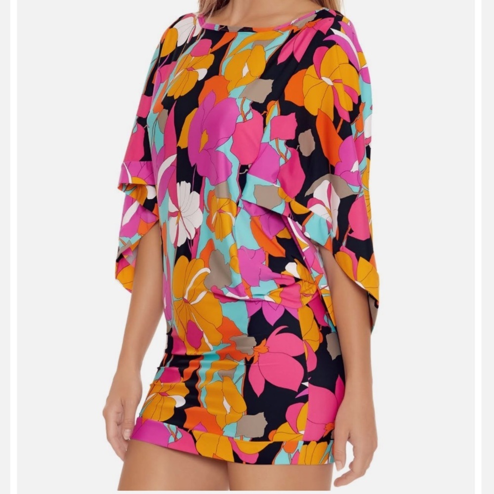 TRINA Turk Floral Print Swim Breeze Tunic Coverup Dress Sz XL